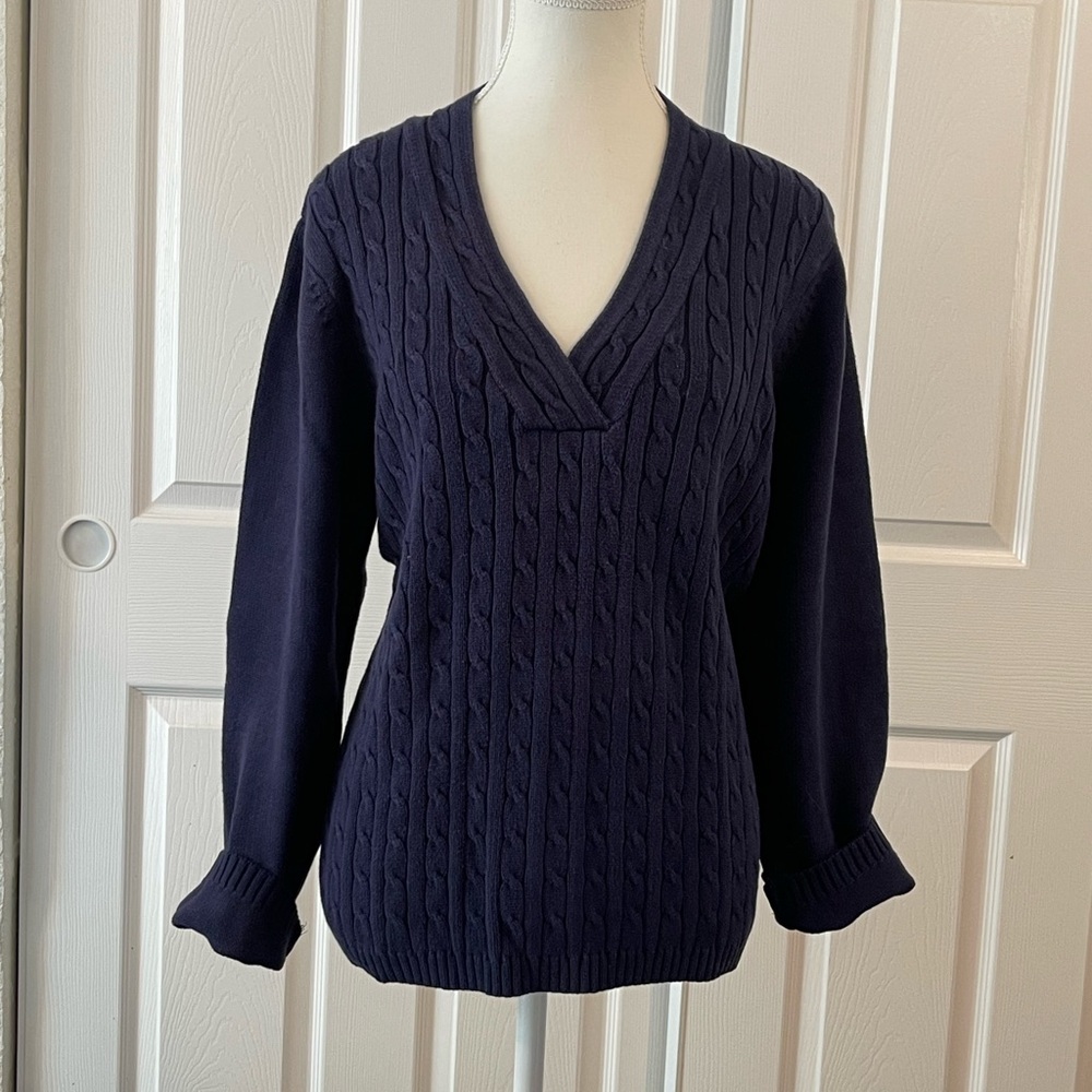 Allison Daley Dark Blue V-Neck Sweater